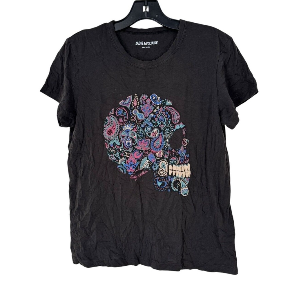 Zadig & Voltaire Women's Black Skull Short Sleeve T-Shirt Size XS